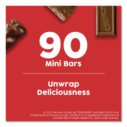 FERRERO ROCHER Baby Ruth, Butterfinger, Crunch Minis Party Pack, 90 Pieces, 32.4 oz Bag (FER689517)