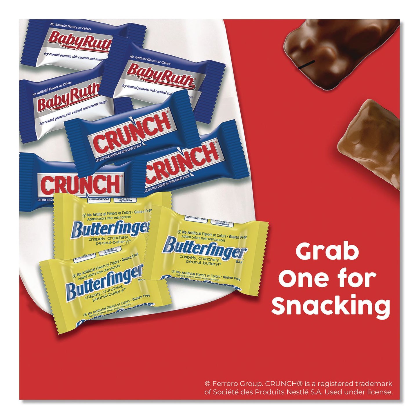FERRERO ROCHER Baby Ruth, Butterfinger, Crunch Minis Party Pack, 90 Pieces, 32.4 oz Bag (FER689517)