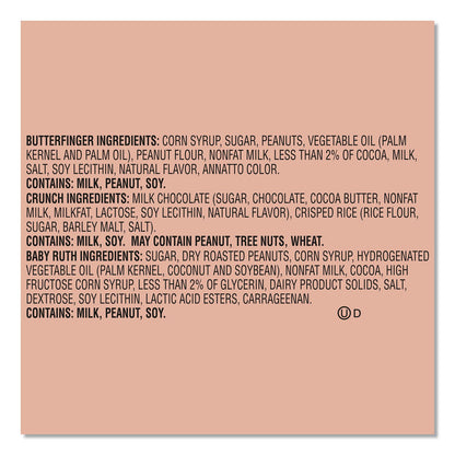 FERRERO ROCHER Baby Ruth, Butterfinger, Crunch Minis Party Pack, 90 Pieces, 32.4 oz Bag (FER689517)