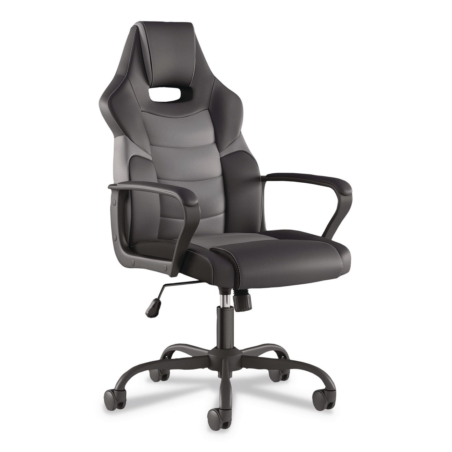Emerge™ Vector Luxura Faux Leather Gaming Chair, Supports Up to 275 lbs, Black/Gray Seat, Black/Gray Back, Black Base (EEM61108)