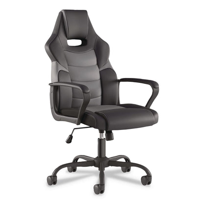 Emerge™ Vector Luxura Faux Leather Gaming Chair, Supports Up to 275 lbs, Black/Gray Seat, Black/Gray Back, Black Base (EEM61108)