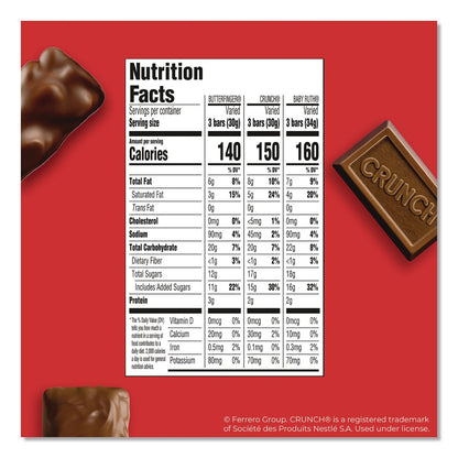 FERRERO ROCHER Baby Ruth, Butterfinger, Crunch Minis Party Pack, 90 Pieces, 32.4 oz Bag (FER689517)
