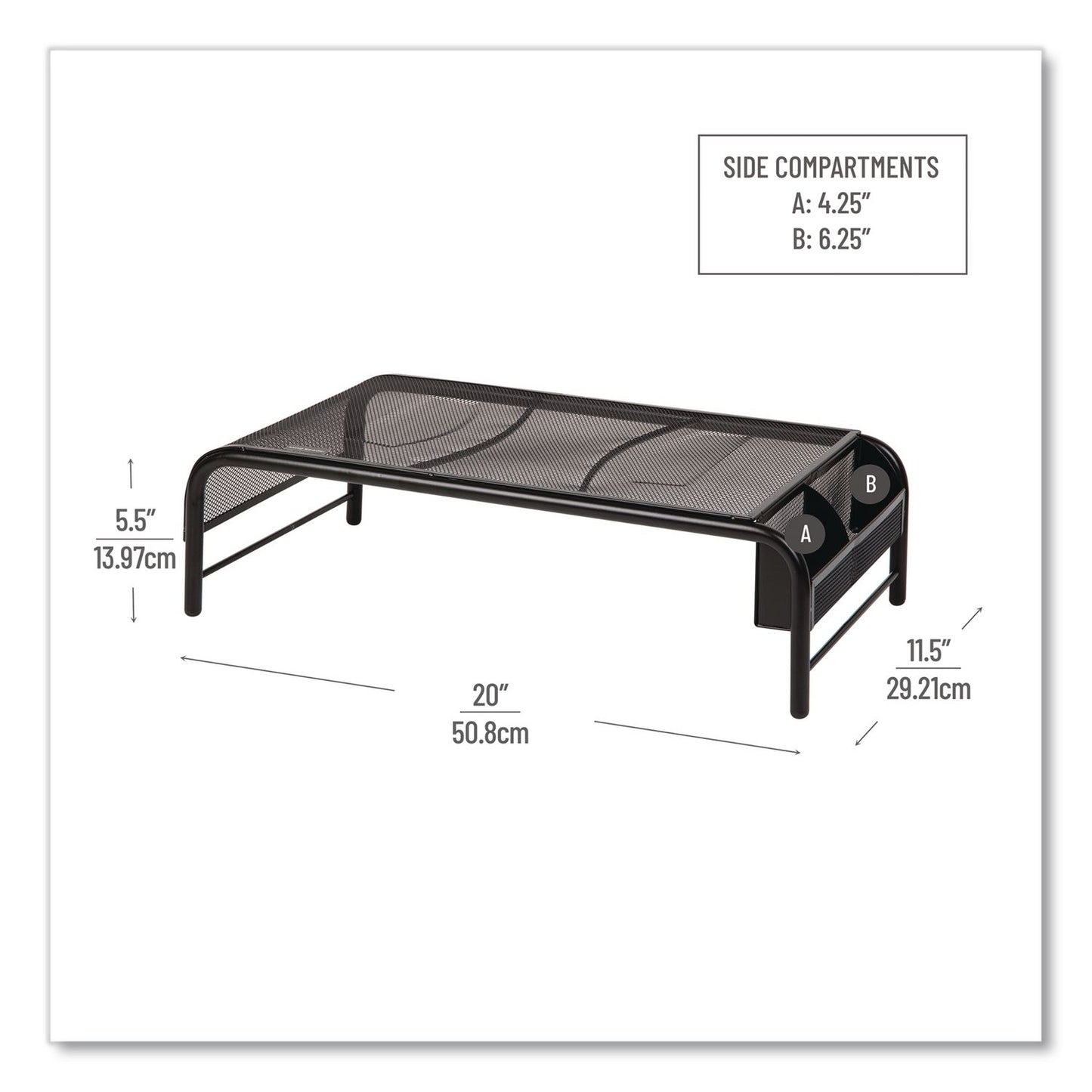Mind Reader Metal Mesh Monitor Stand, For Up to 24" Monitors, 19" x 10.5" x 5.5", Black, Supports 22 lb (EMSMESHMBLK)