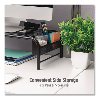 Mind Reader Metal Mesh Monitor Stand, For Up to 24" Monitors, 19" x 10.5" x 5.5", Black, Supports 22 lb (EMSMESHMBLK)