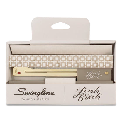 Swingline® Leah Bisch Tan-Tile Full Strip Stapler, 20-Sheet Capacity, Tan/Gold/White (GBCS700035)