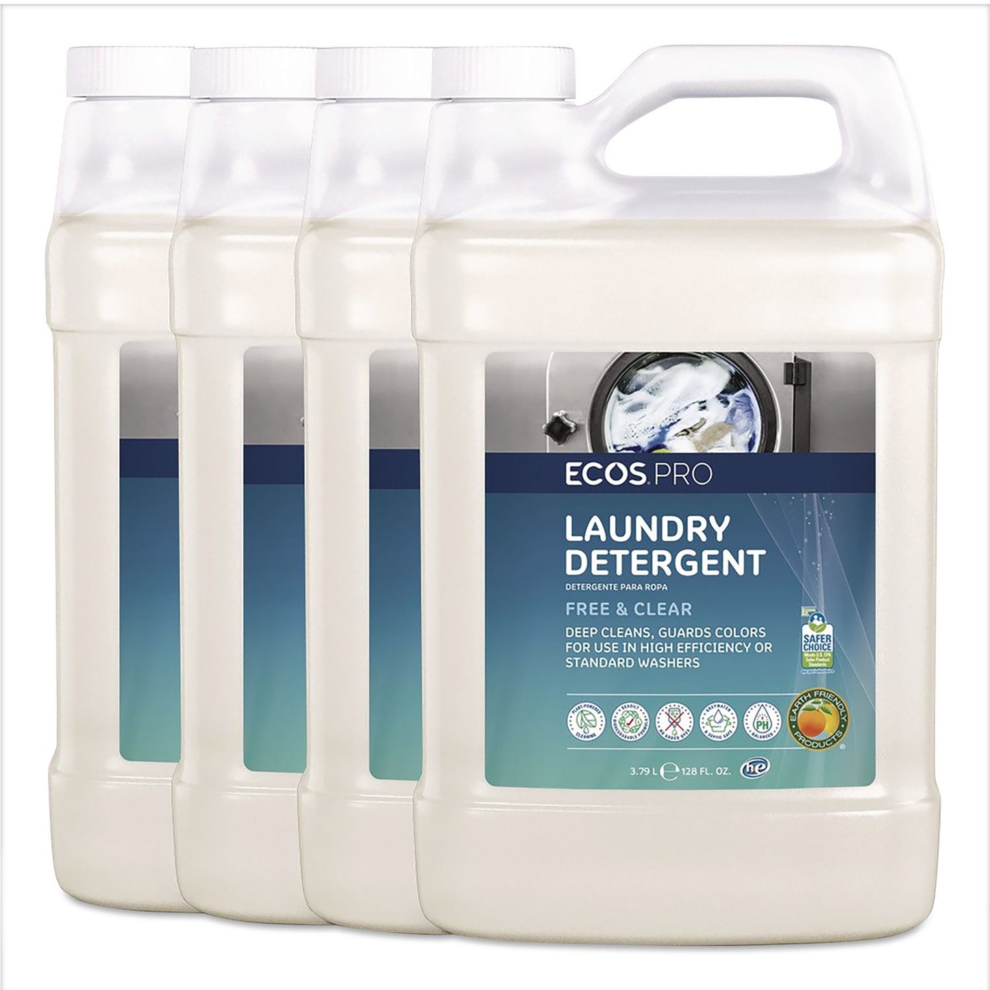 ECOS® PRO Free and Clear Laundry Detergent, HE Compatible,128 oz Bottle, 4/Carton (EOPPL976404)