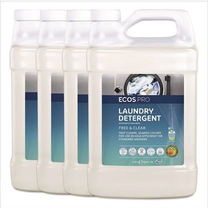 ECOS® PRO Free and Clear Laundry Detergent, HE Compatible,128 oz Bottle, 4/Carton (EOPPL976404)
