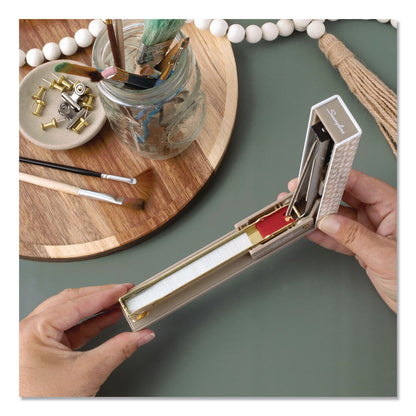 Swingline® Leah Bisch Tan-Tile Full Strip Stapler, 20-Sheet Capacity, Tan/Gold/White (GBCS700035)