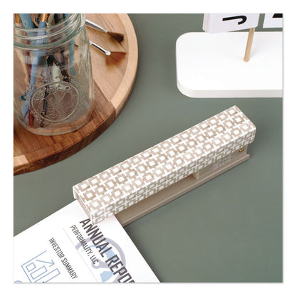 Swingline® Leah Bisch Tan-Tile Full Strip Stapler, 20-Sheet Capacity, Tan/Gold/White (GBCS700035)