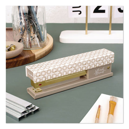 Swingline® Leah Bisch Tan-Tile Full Strip Stapler, 20-Sheet Capacity, Tan/Gold/White (GBCS700035)