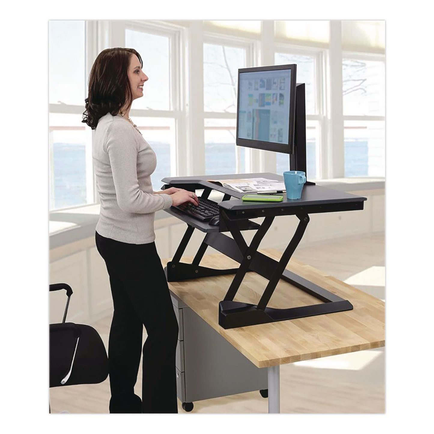 WorkFit™ by Ergotron® WorkFit-T Adjustable Standing Desk Converter, 35" x 23.3" x 5" to 20", Gray/Black (ERG33397085)