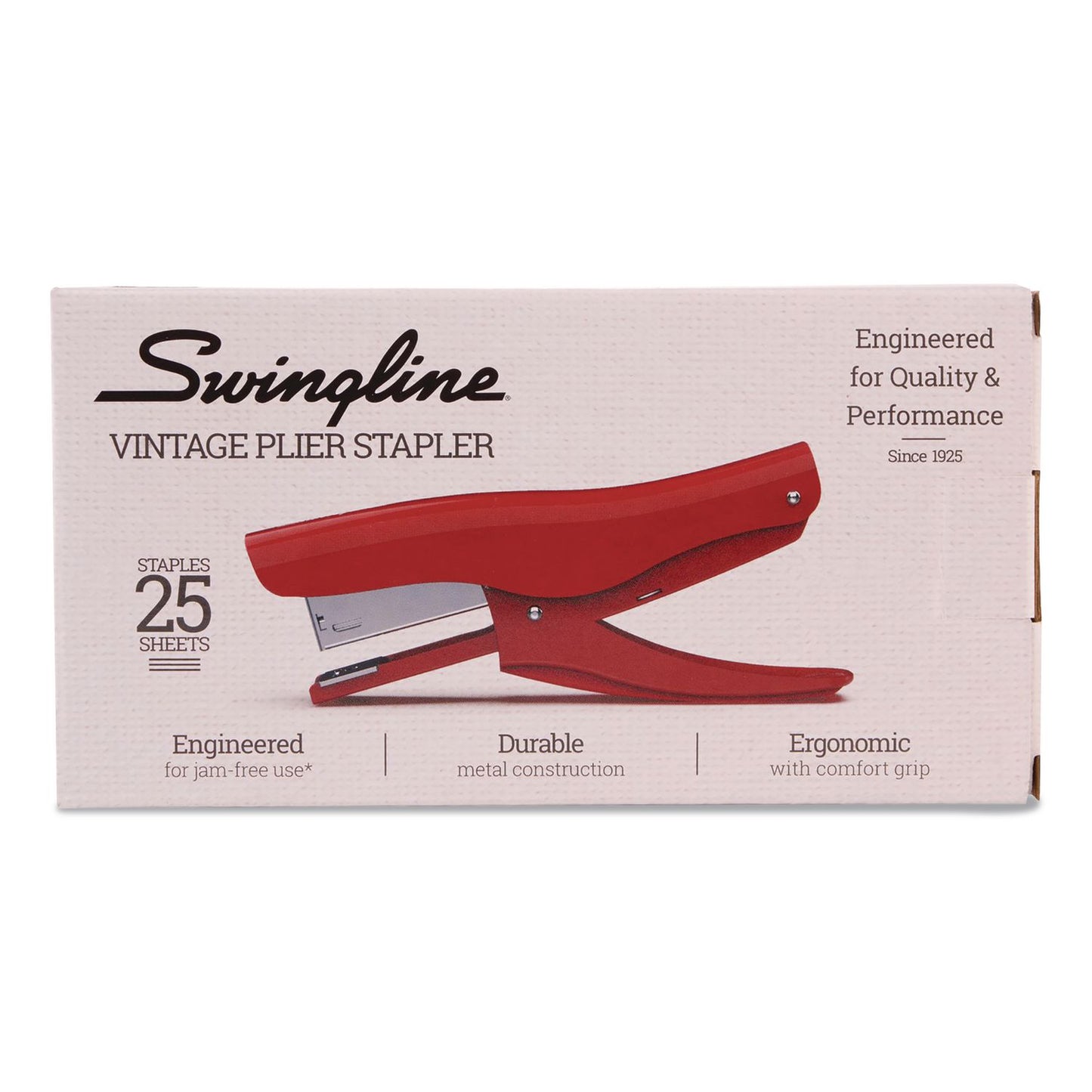 Swingline® Vintage Plier Stapler, 25-Sheet Capacity, Rio Red (GBCS701059)