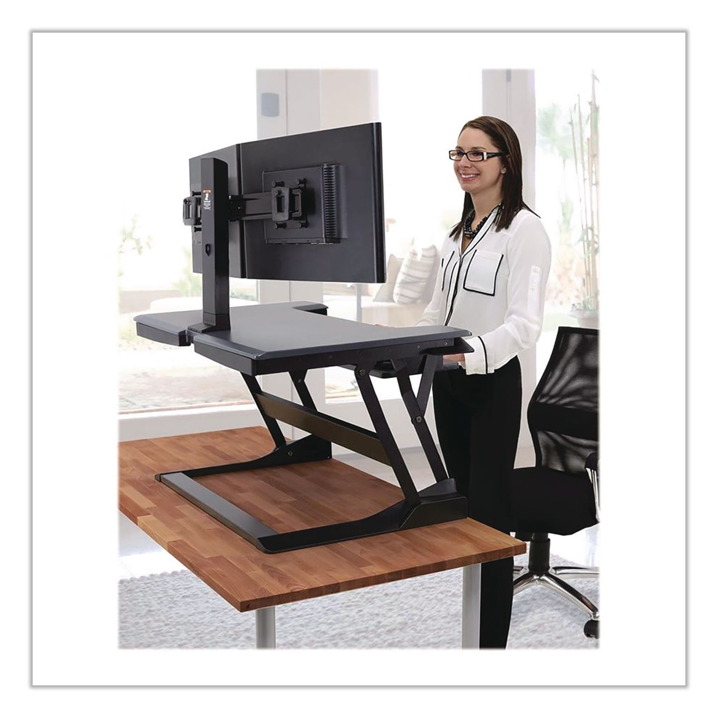 WorkFit™ by Ergotron® WorkFit-T Adjustable Standing Desk Converter, 35" x 23.3" x 5" to 20", Gray/Black (ERG33397085)