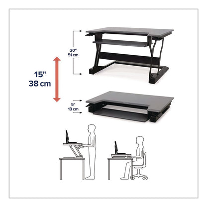 WorkFit™ by Ergotron® WorkFit-T Adjustable Standing Desk Converter, 35" x 23.3" x 5" to 20", Gray/Black (ERG33397085)