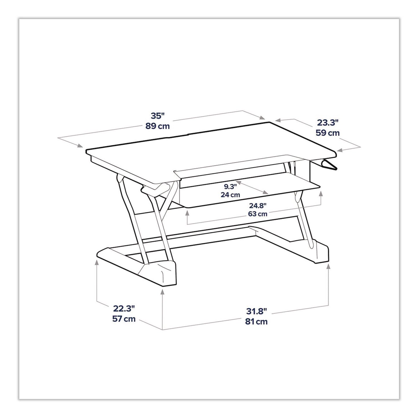 WorkFit™ by Ergotron® WorkFit-T Adjustable Standing Desk Converter, 35" x 23.3" x 5" to 20", Gray/Black (ERG33397085)