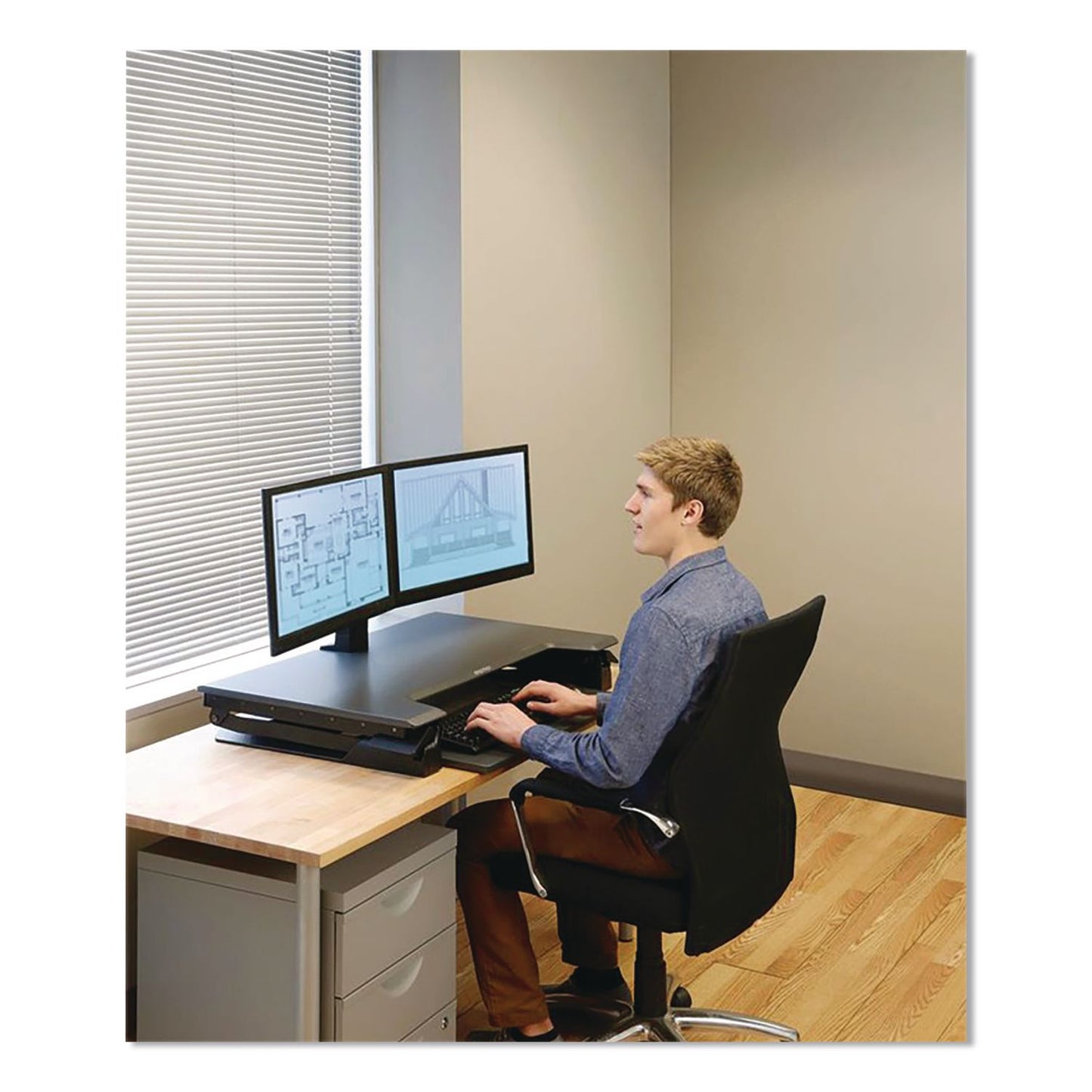 WorkFit™ by Ergotron® WorkFit-TL Adjustable Standing Desk Converter, 37.5" x 27" x 5" to 20", Dark Gray/Black (ERG33406085)