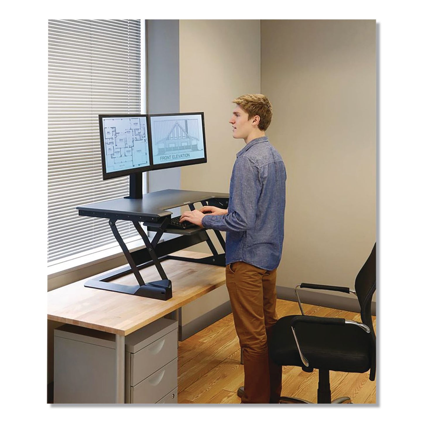 WorkFit™ by Ergotron® WorkFit-TL Adjustable Standing Desk Converter, 37.5" x 27" x 5" to 20", Dark Gray/Black (ERG33406085)