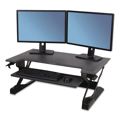 WorkFit™ by Ergotron® WorkFit-TL Adjustable Standing Desk Converter, 37.5" x 27" x 5" to 20", Dark Gray/Black (ERG33406085)