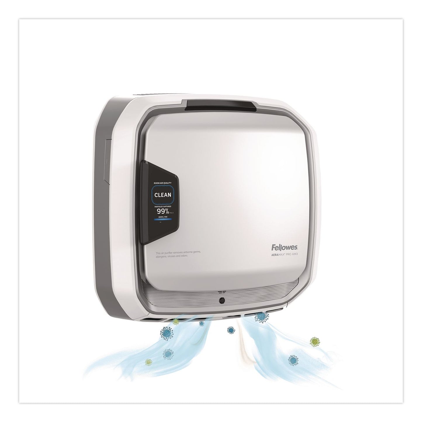 Fellowes® AeraMax Pro AM3 PC H13 True HEPA Hardwired Wall-Mount Air Purifier, 550 sq ft Room Capacity, Stainless Steel (FEL9573001)