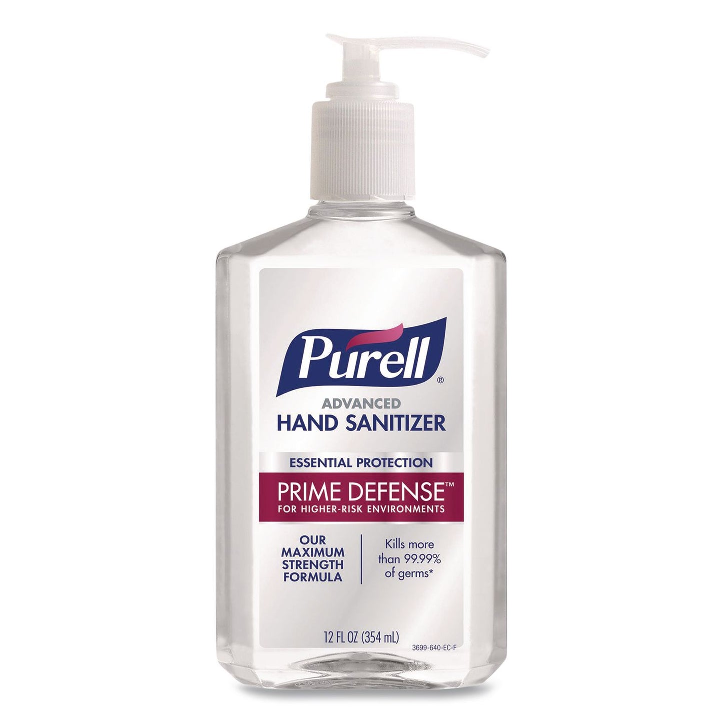 PURELL® Prime Defense Advanced 85% Alcohol Gel Hand Sanitizer, 12 oz Pump Bottle, Clean Scent, 12/Carton (GOJ369912CT)