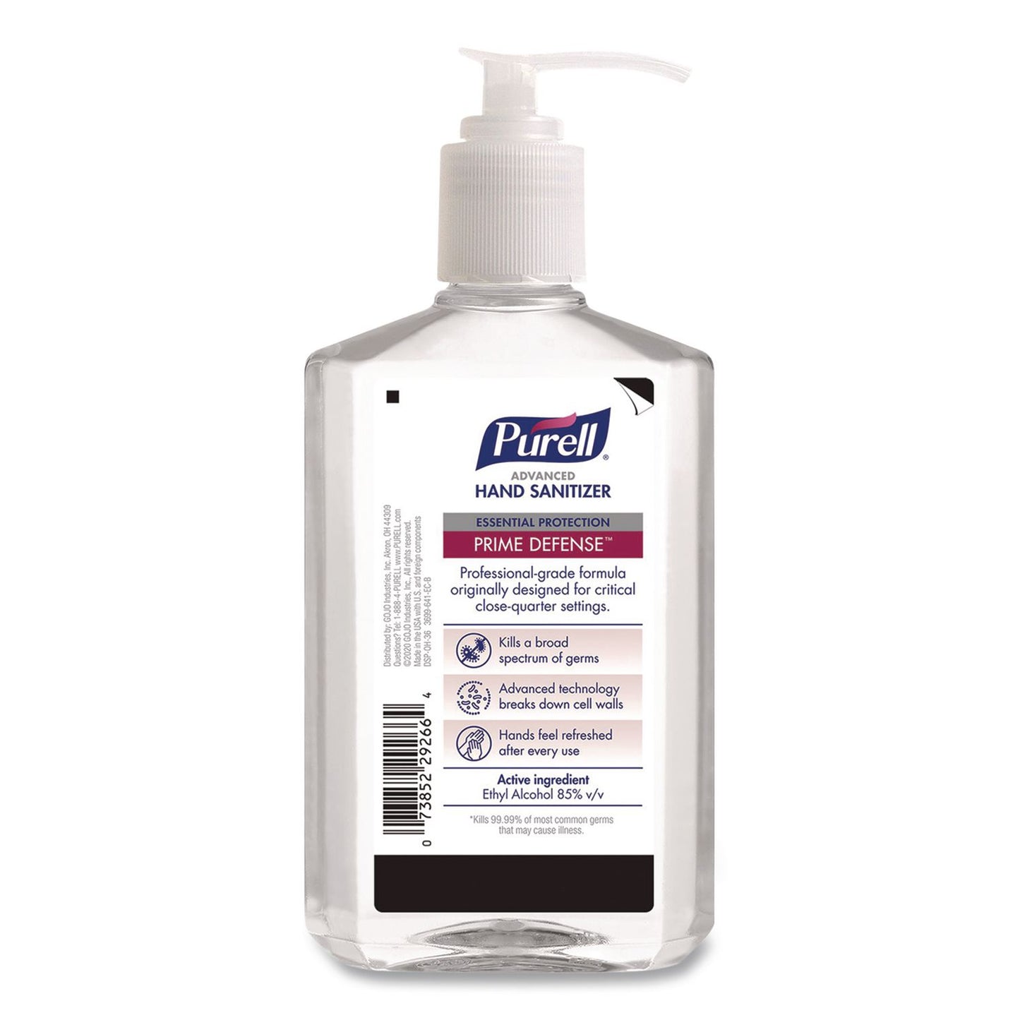 PURELL® Prime Defense Advanced 85% Alcohol Gel Hand Sanitizer, 12 oz Pump Bottle, Clean Scent, 12/Carton (GOJ369912CT)