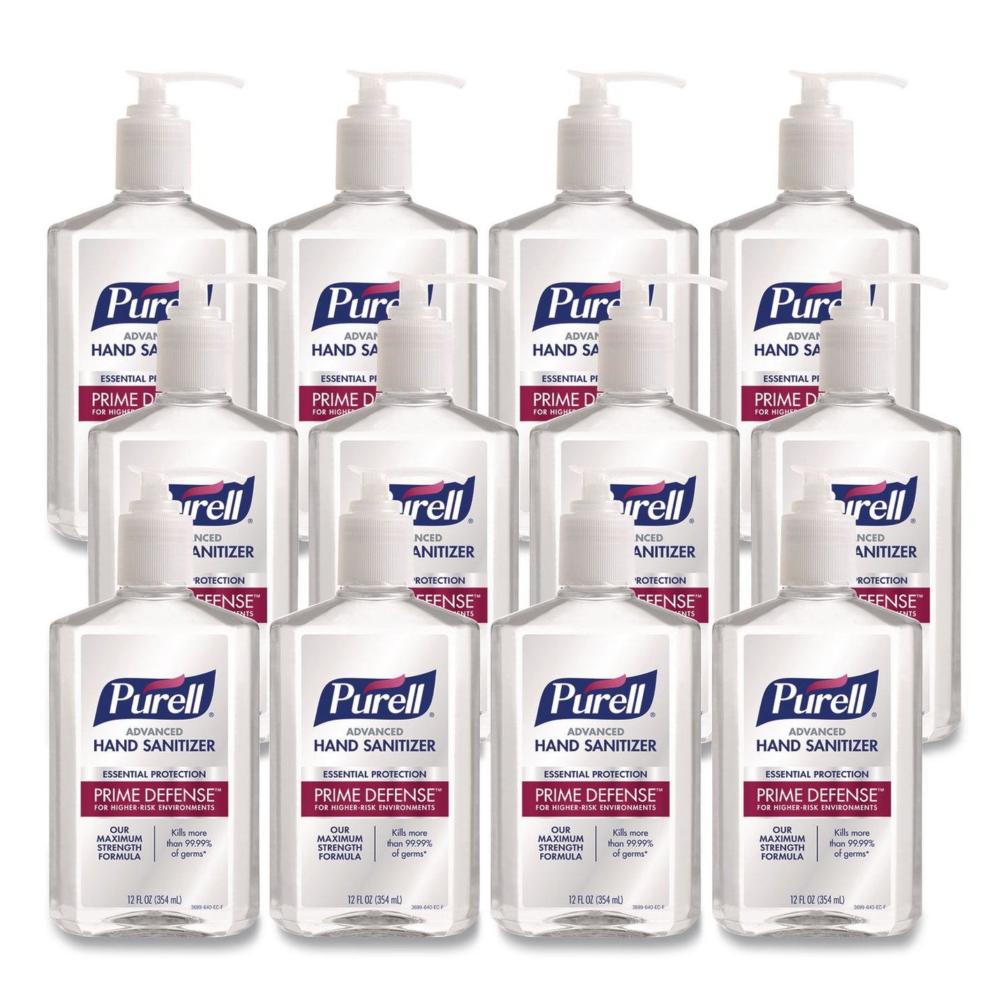 PURELL® Prime Defense Advanced 85% Alcohol Gel Hand Sanitizer, 12 oz Pump Bottle, Clean Scent, 12/Carton (GOJ369912CT)