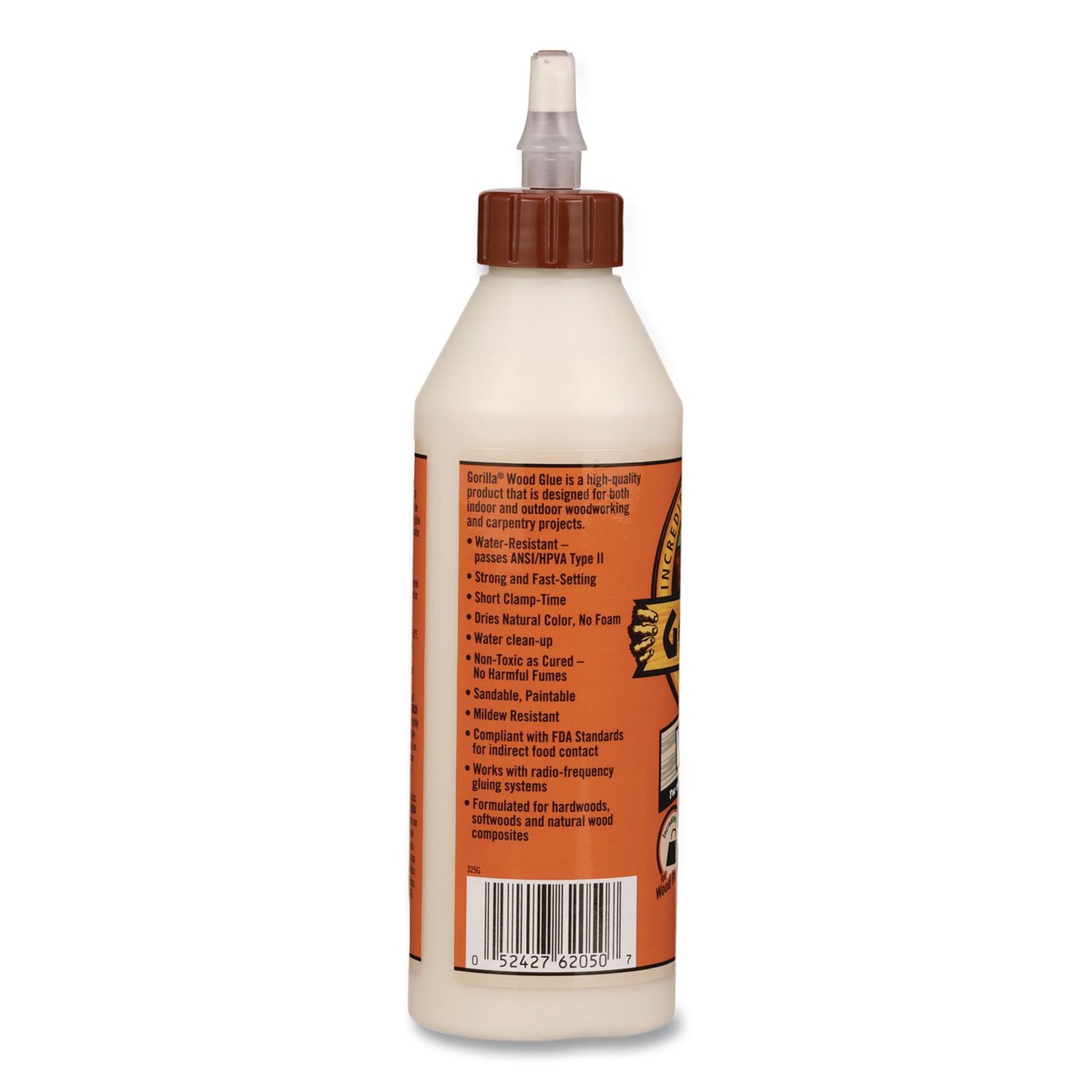 Gorilla® Wood Glue, 18 oz, Dries Light Tan (GOR6205001)