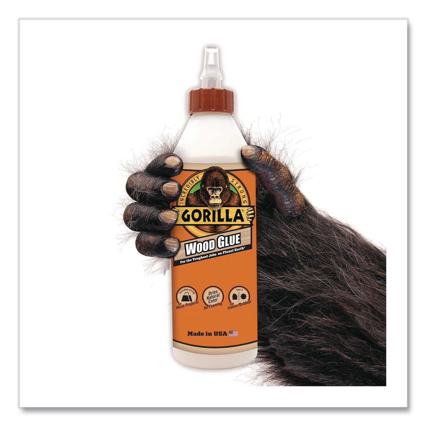 Gorilla® Wood Glue, 18 oz, Dries Light Tan (GOR6205001)