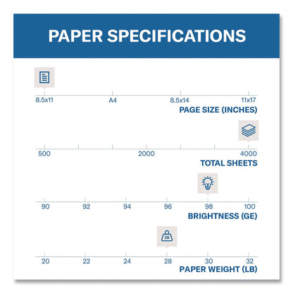 Hammermill® Premium Laser Print Paper, 98 Bright, 28 lb Bond Weight, 8.5 x 11, White, 500 Sheets/Ream, 8 Reams/Carton (HAM125534CT)