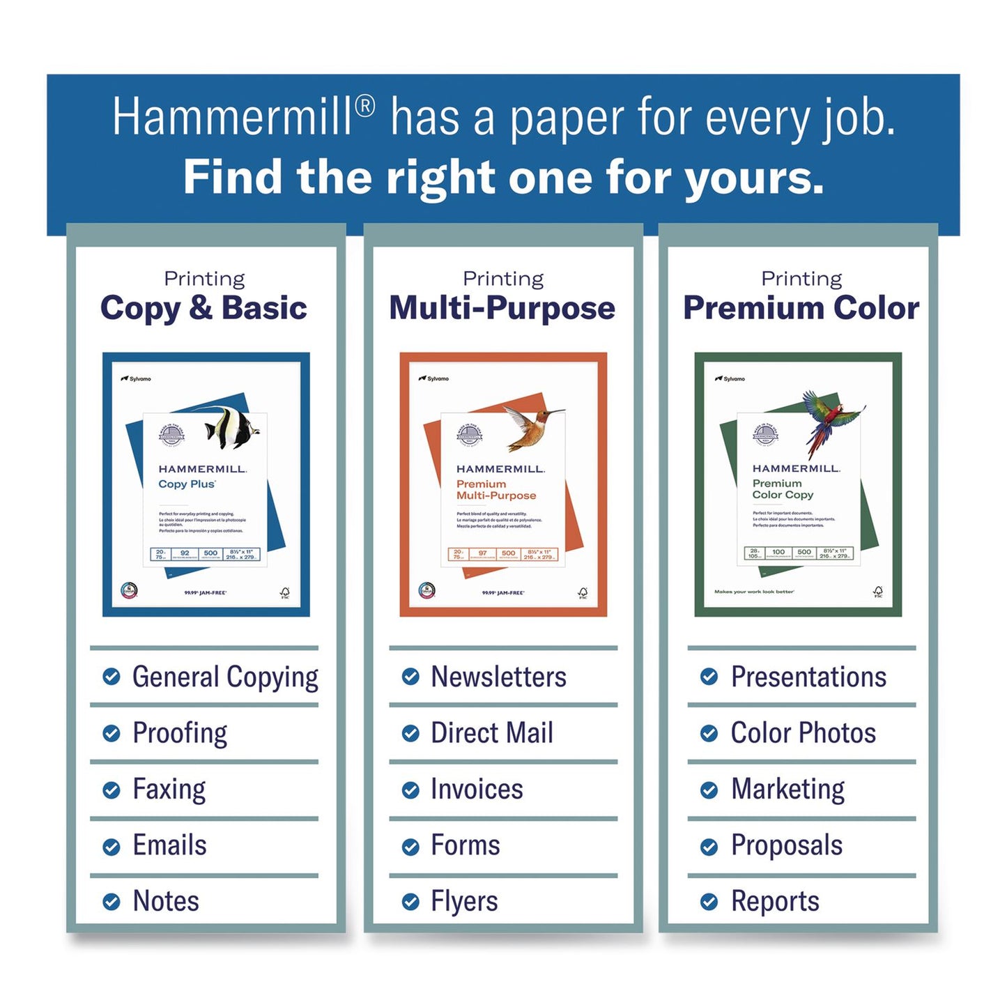 Hammermill® Premium Inkjet and Laser Printer Paper, 97 Bright, 24 lb Bond Weight, 8.5 x 11, White, 500 Sheets/Ream, 5 Reams/Carton (HAM166140CT)