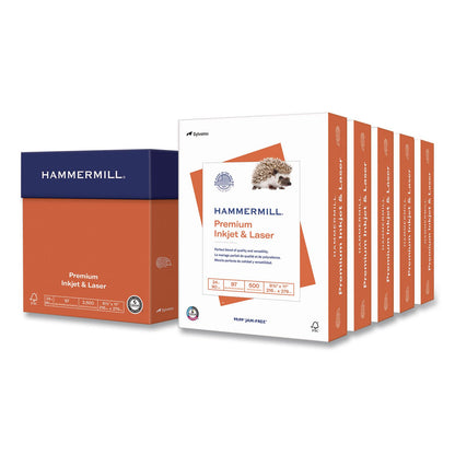 Hammermill® Premium Inkjet and Laser Printer Paper, 97 Bright, 24 lb Bond Weight, 8.5 x 11, White, 500 Sheets/Ream, 5 Reams/Carton (HAM166140CT)
