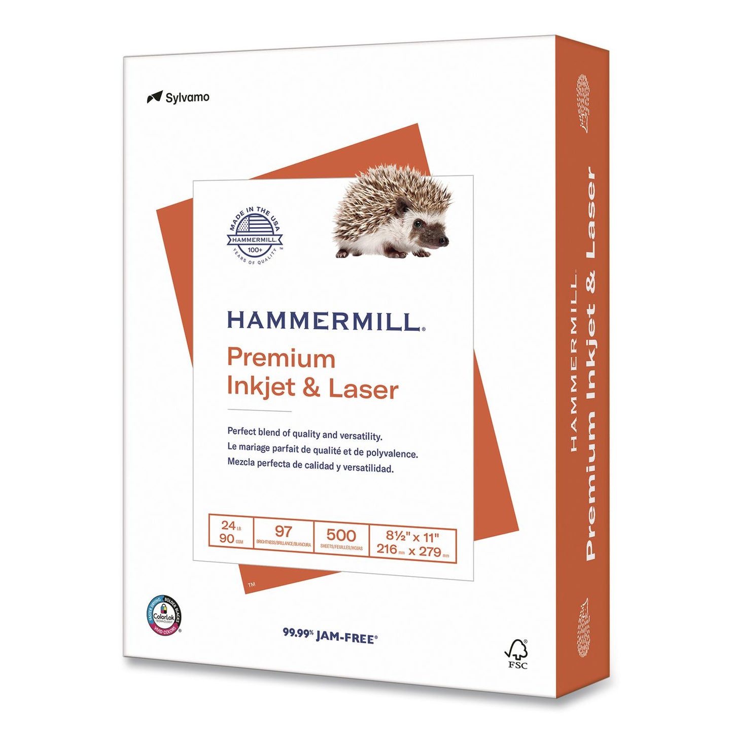 Hammermill® Premium Inkjet and Laser Printer Paper, 97 Bright, 24 lb Bond Weight, 8.5 x 11, White, 500/Ream (HAM923541)