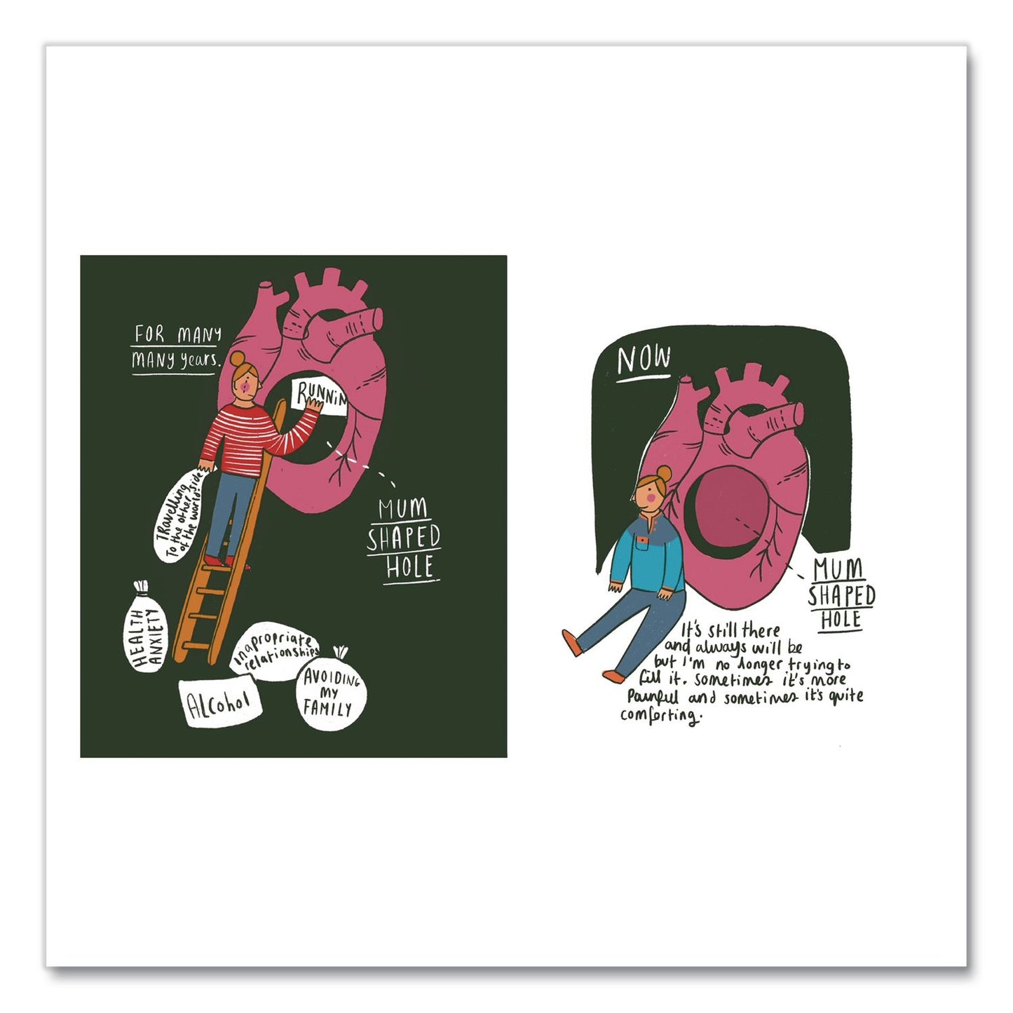 Quarto Guided Journal: Drawing on Grief - Exploring Loss through Creativity by Kate Sutton, Pink Cover, (80) 6.25 x 5.3 Sheets (HBG978071127252)