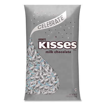 Hershey®'s KISSES Milk Chocolate Candy, Silver Foils, 60 oz Bag (HRSHEC33458)
