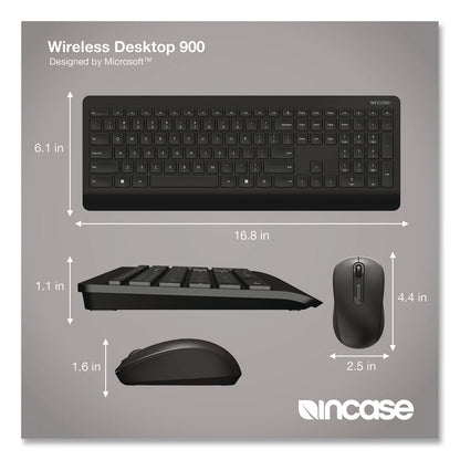Incase Designed by Microsoft™ Wireless Desktop 900 Keyboard and Optical Mouse Combo, 2.4 GHz Frequency/30 ft Wireless Range, Black (ICAPT300001)