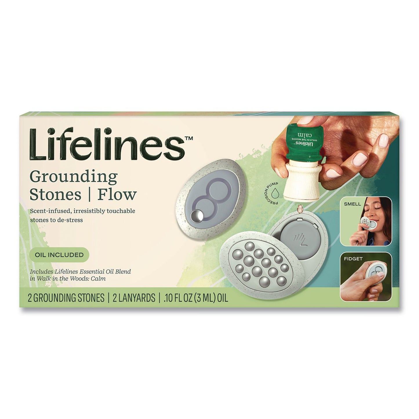 Lifelines® Essential Oil Meditative Grounding Stones and Walk in the Woods Essential Oil, Gray (LLN114501)