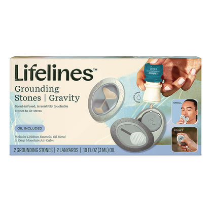Lifelines® Essential Oil Meditative Grounding Stones and Crisp Mountain Air Essential Oil, Gray, 2/Pack (LLN114502)
