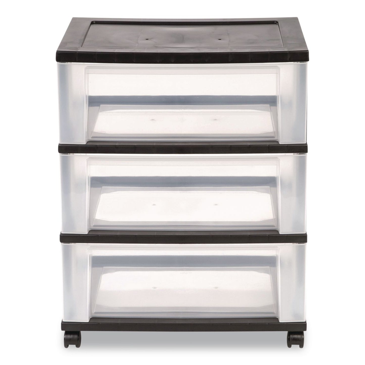 IRIS Three-Drawer Durable Storage Cart, Plastic, 22 x 15.69 x 25.48, Clear/Black (IRS270012)