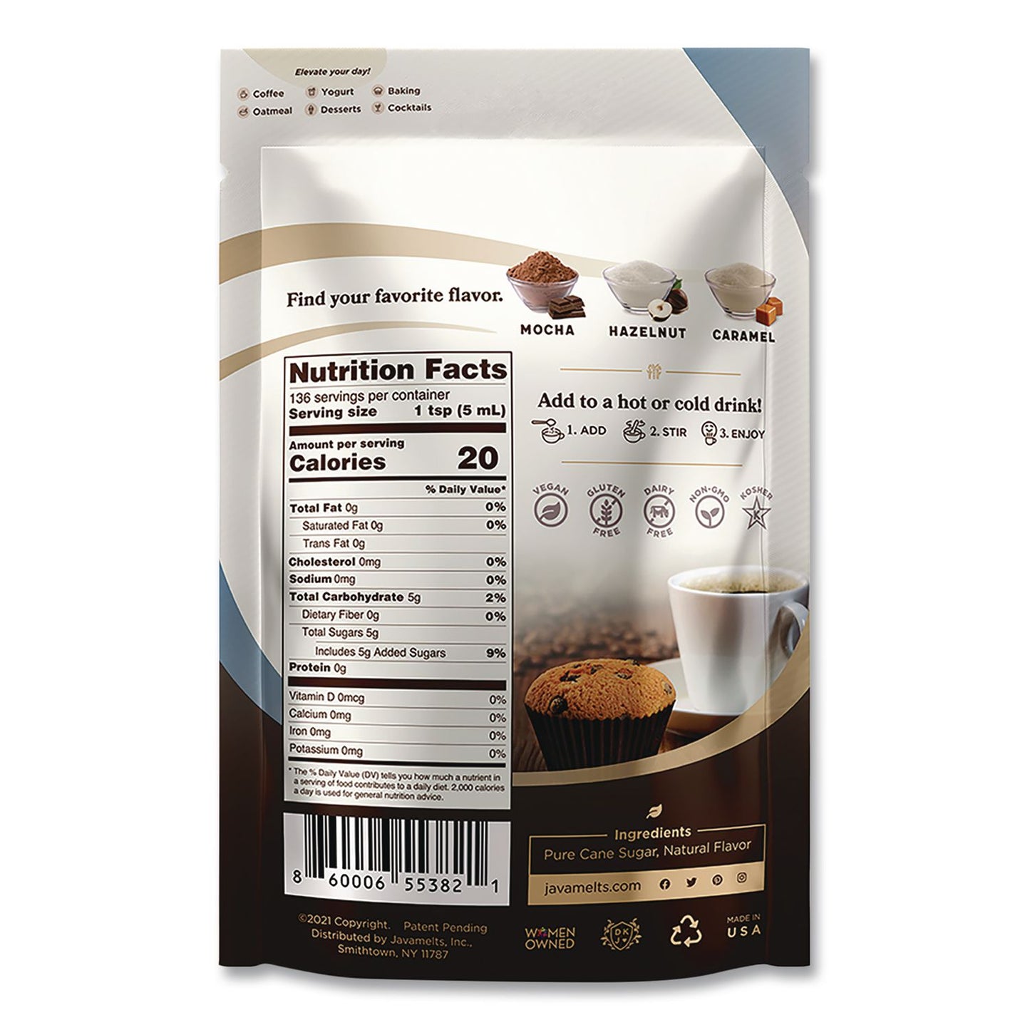 Javamelts™ Flavored Sugar, French Vanilla, 1.5 lb Bag (JVMJMT55382)