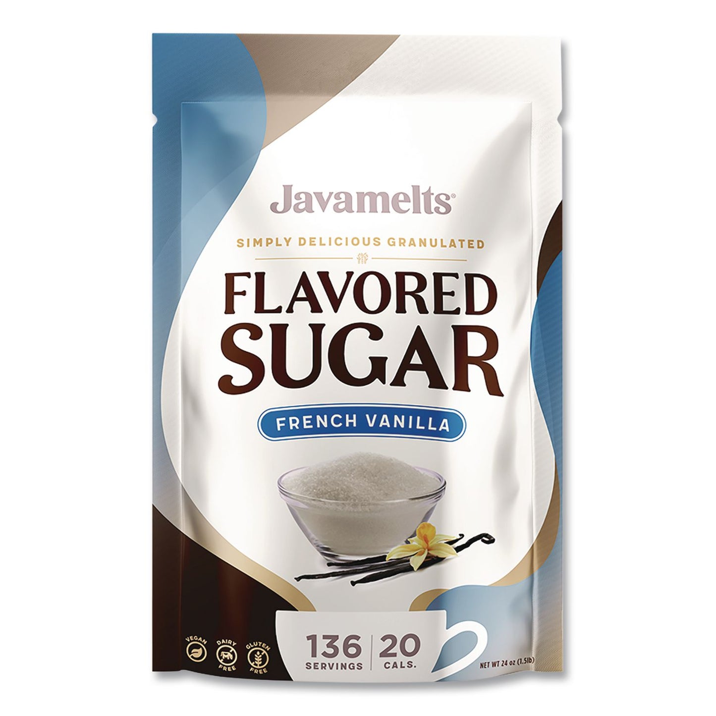 Javamelts™ Flavored Sugar, French Vanilla, 1.5 lb Bag (JVMJMT55382)