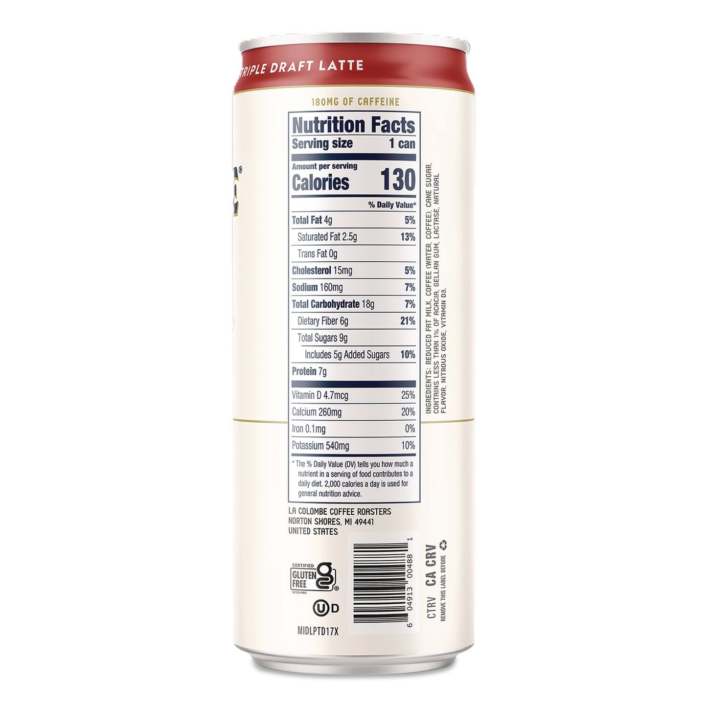 La Colombe® Draft Latte Cold Brew, Triple Shot Espresso Latte, 11 oz Can, 12/Carton (LALLCT00501)