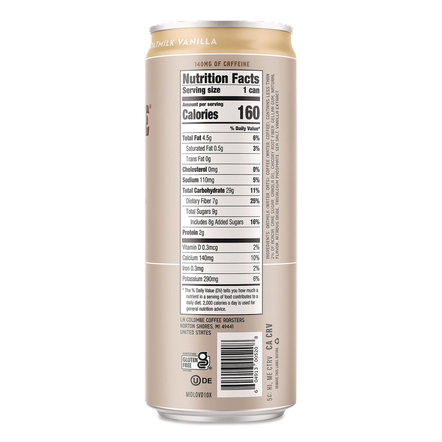 La Colombe® Draft Latte Cold Brew, Vanilla Latte with Oat Milk, 11 oz Can, 12/Carton (LALLCT00521)