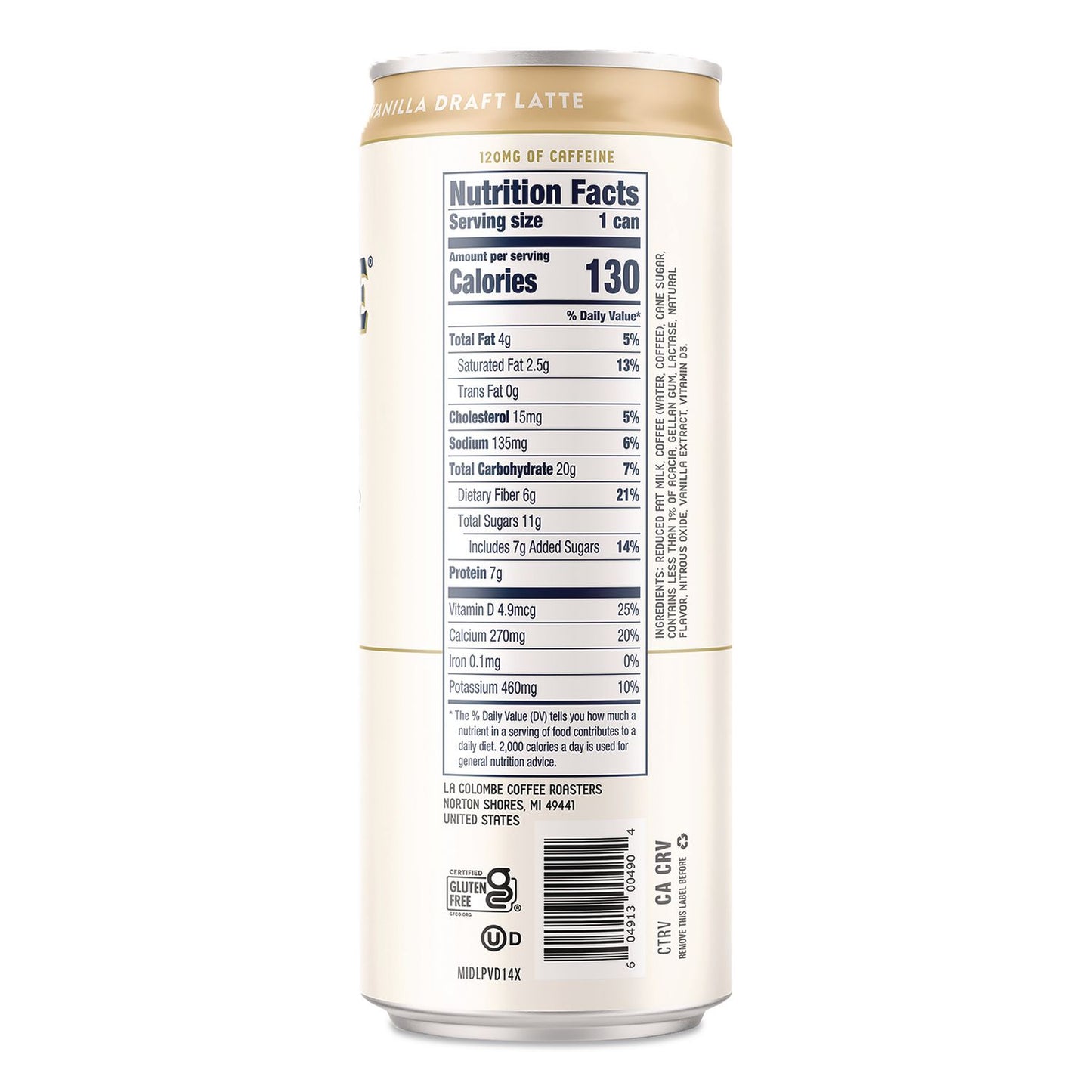 La Colombe® Draft Latte Cold Brew, Vanilla Latte, 11 oz Can, 12/Carton (LALLCT30502)