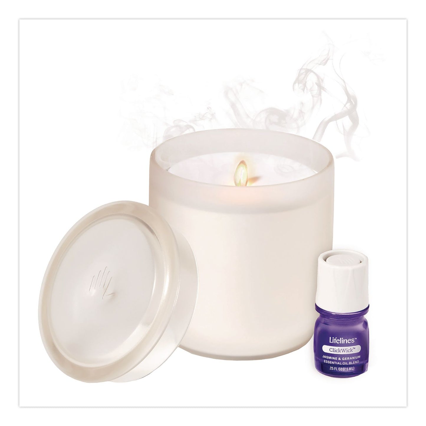 Lifelines® Aromatherapy Essential Oil Flameless Candle Diffuser, Jasmine and Geranium Essential Oil, 5.4 x 5.4 x 6.5, White (LLN111603)