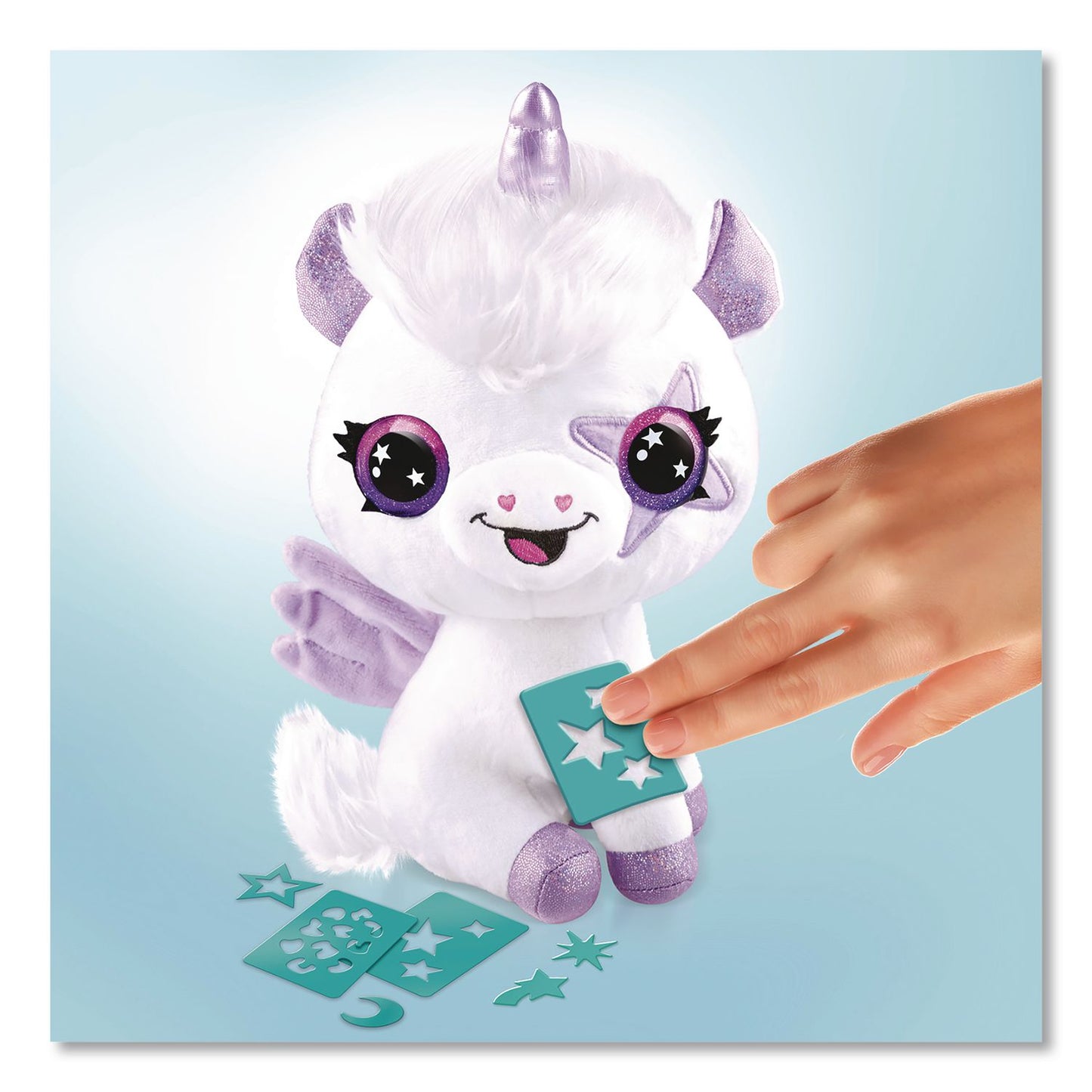 Style 4 Ever™ Airbrush Plush Glow-in-the-Dark Unicorn with Airbrush Tool, (3) Washable Ink Tubes and (60) Stick-On Stencils, Ages 6 and Up (LTP2283308)