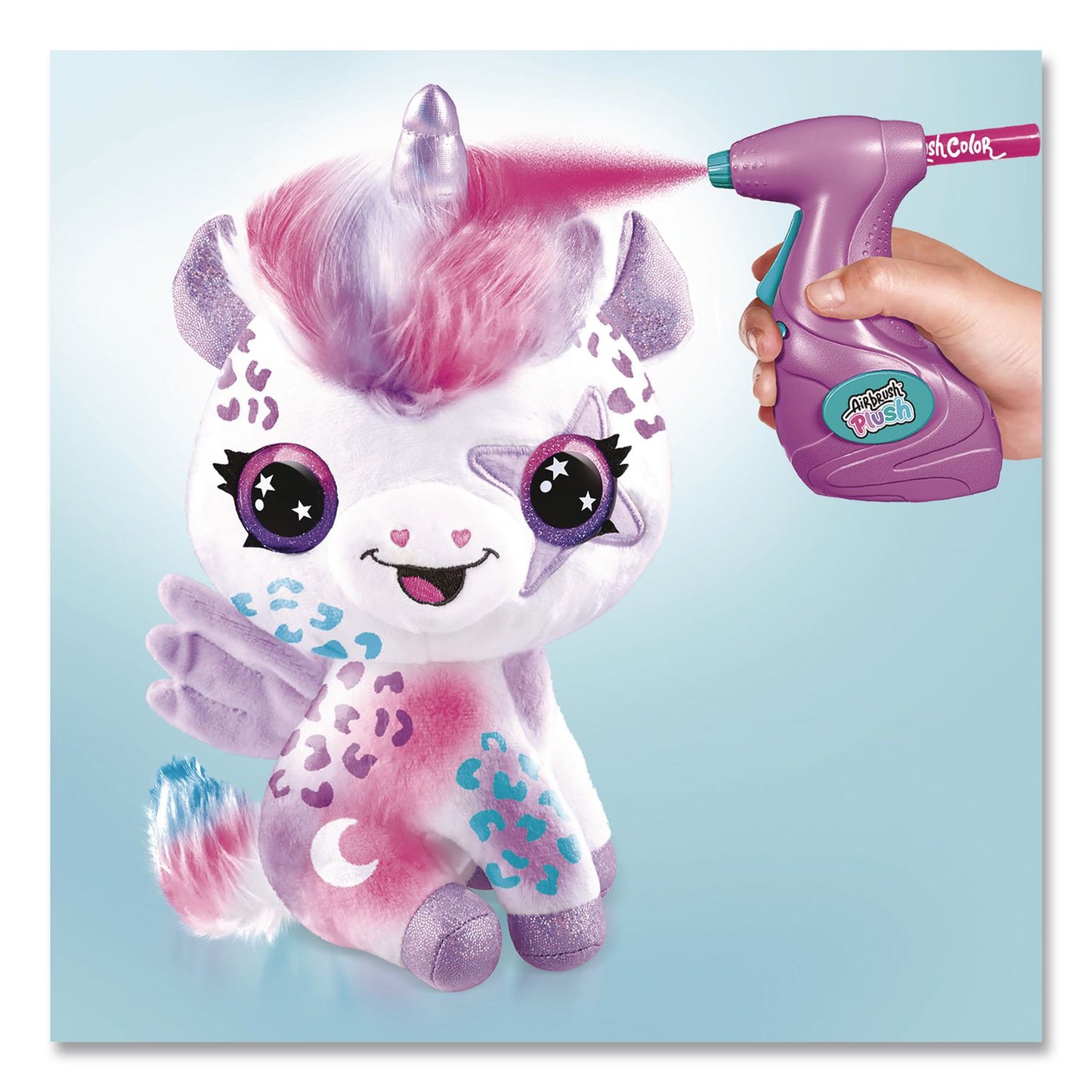 Style 4 Ever™ Airbrush Plush Glow-in-the-Dark Unicorn with Airbrush Tool, (3) Washable Ink Tubes and (60) Stick-On Stencils, Ages 6 and Up (LTP2283308)