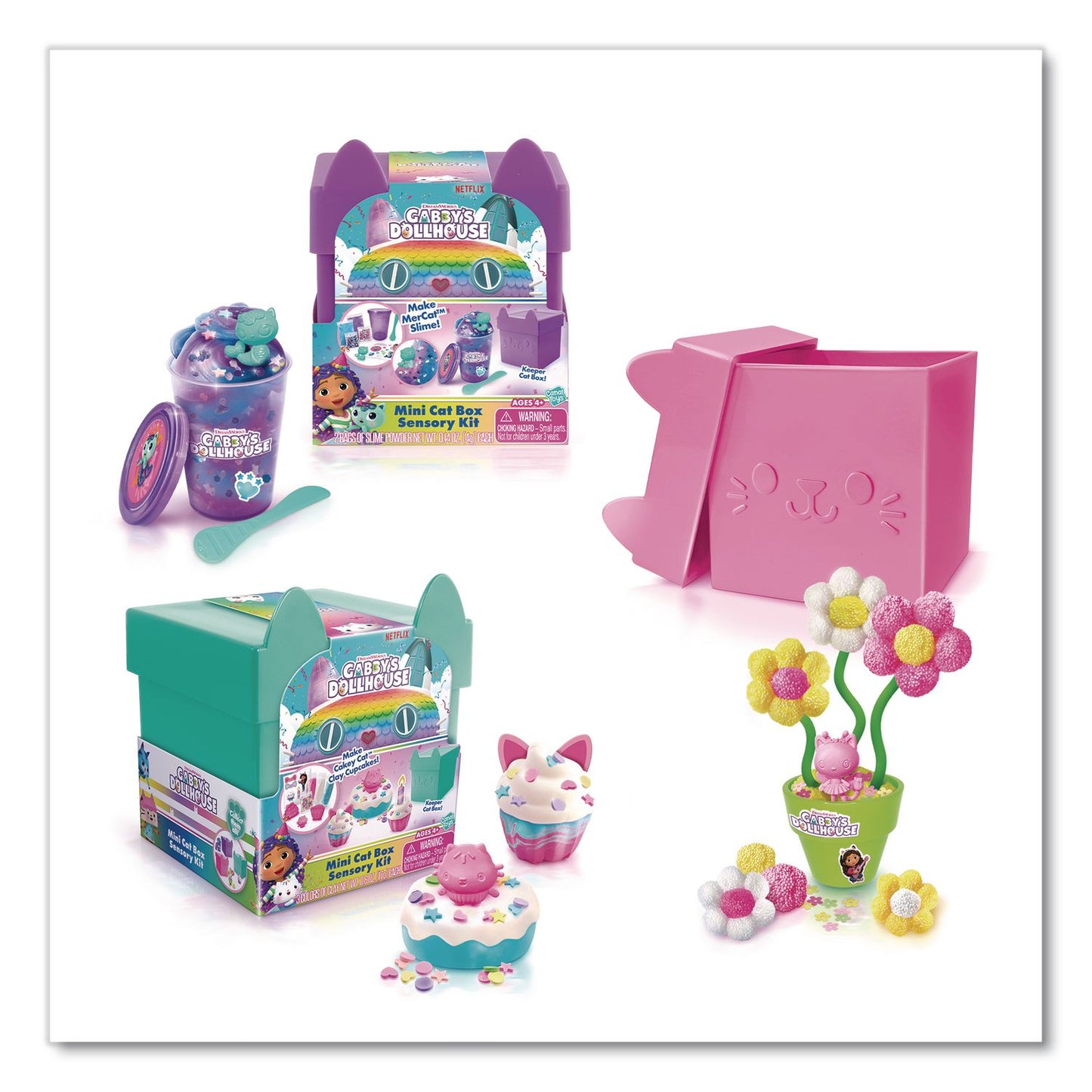 DreamWorks Gabby's Dollhouse Cat Box Sensory Compound Kit, Ages 4 and Up, 32 Pieces (LTP84301124)