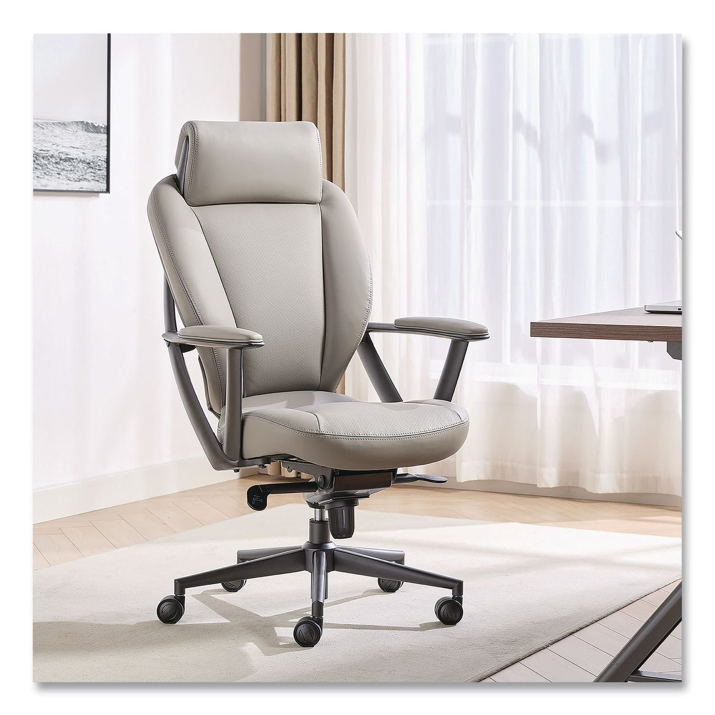 La-Z-Boy® Vannes Ergonomic Executive Chair, Supports Up to 275 lb, 20.5" to 23.5" Seat Height, Light Gray Seat and Back, Dark Gray Base (LZB60101GRY)