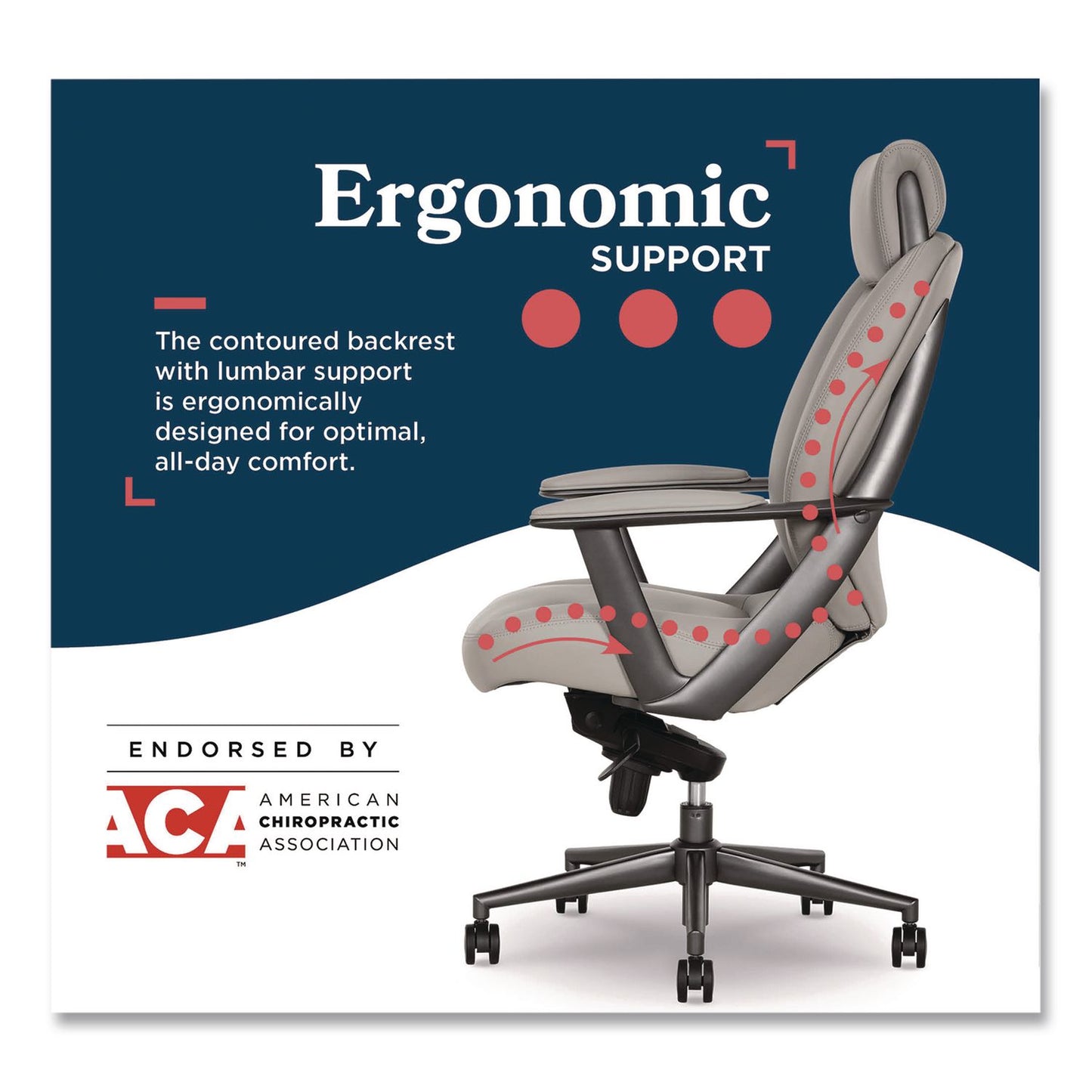 La-Z-Boy® Vannes Ergonomic Executive Chair, Supports Up to 275 lb, 20.5" to 23.5" Seat Height, Light Gray Seat and Back, Dark Gray Base (LZB60101GRY)
