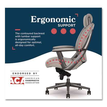 La-Z-Boy® Vannes Ergonomic Executive Chair, Supports Up to 275 lb, 20.5" to 23.5" Seat Height, Light Gray Seat and Back, Dark Gray Base (LZB60101GRY)
